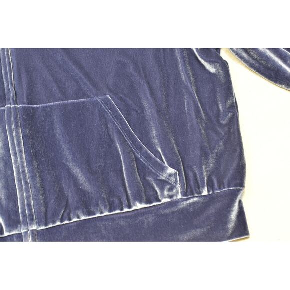 NEW Victoria's Secret PINK Velour Cropped Zip Up Hoodie Navy Blue Rhinestone L - Picture 7 of 8